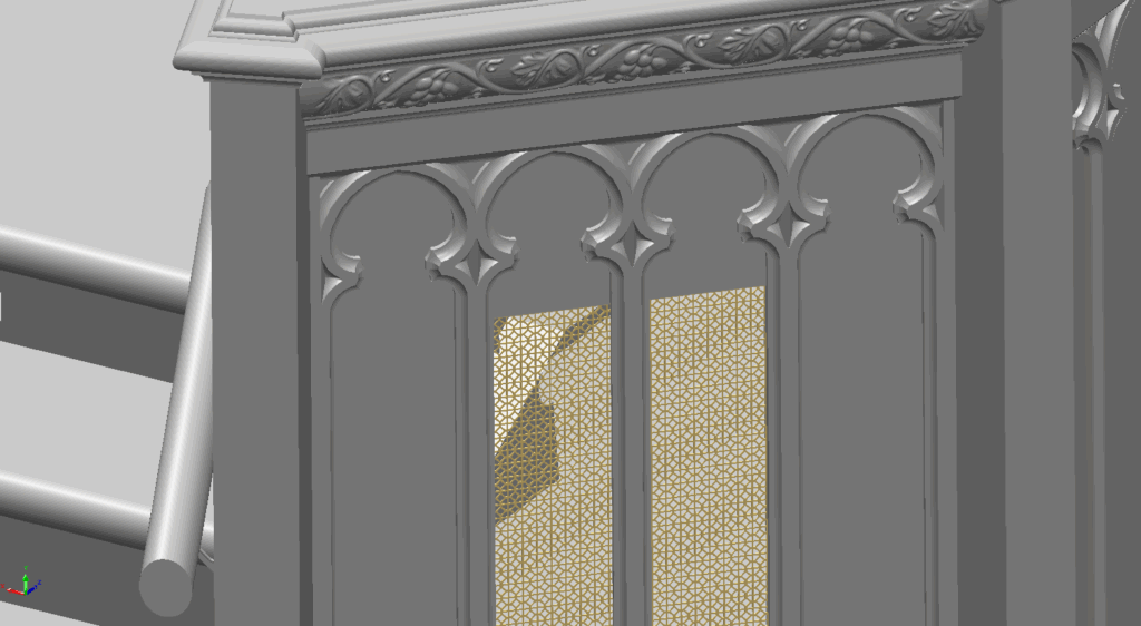 Grape Vine Borders and Metal Mesh in CAD model of Church Altar