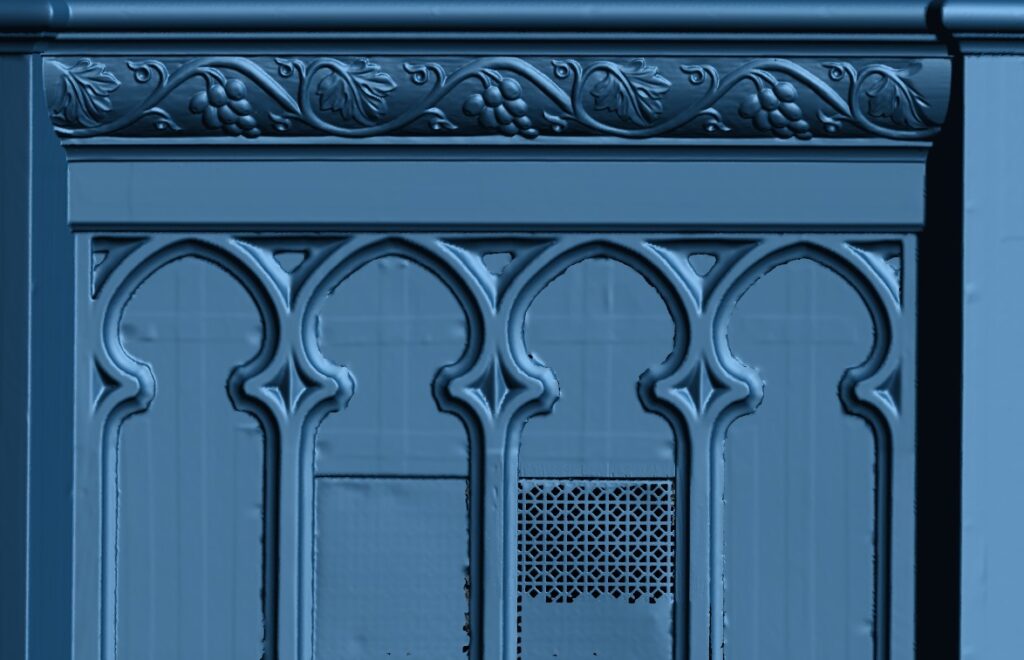 Polygon Model (scanned mesh) of Altar capturing Grape Vine borders and Metal mesh