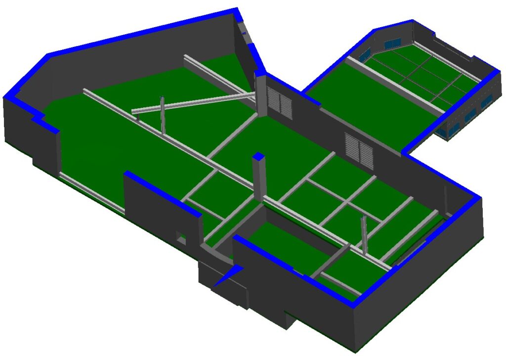 BIM CAD Model of Mechanical Room (looking at the ceiling)