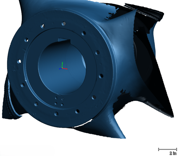 Polygon Model (scanned mesh) of Propeller Hub aligned to coordinate system