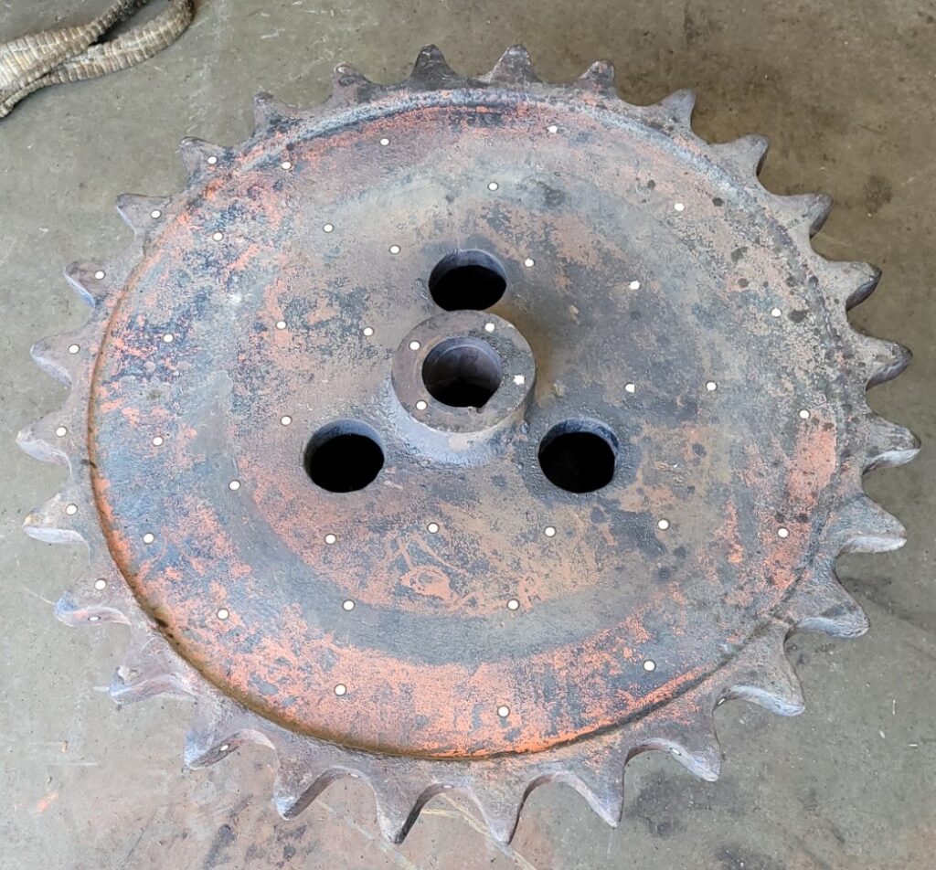 Digging Drum with Positioning Targets applied to scan it accurately and completely