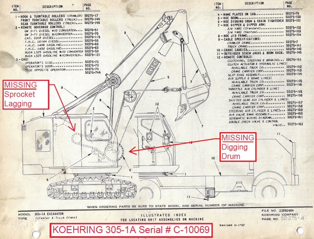 Schematic of Koehring 305 Crawler and Truck Crane