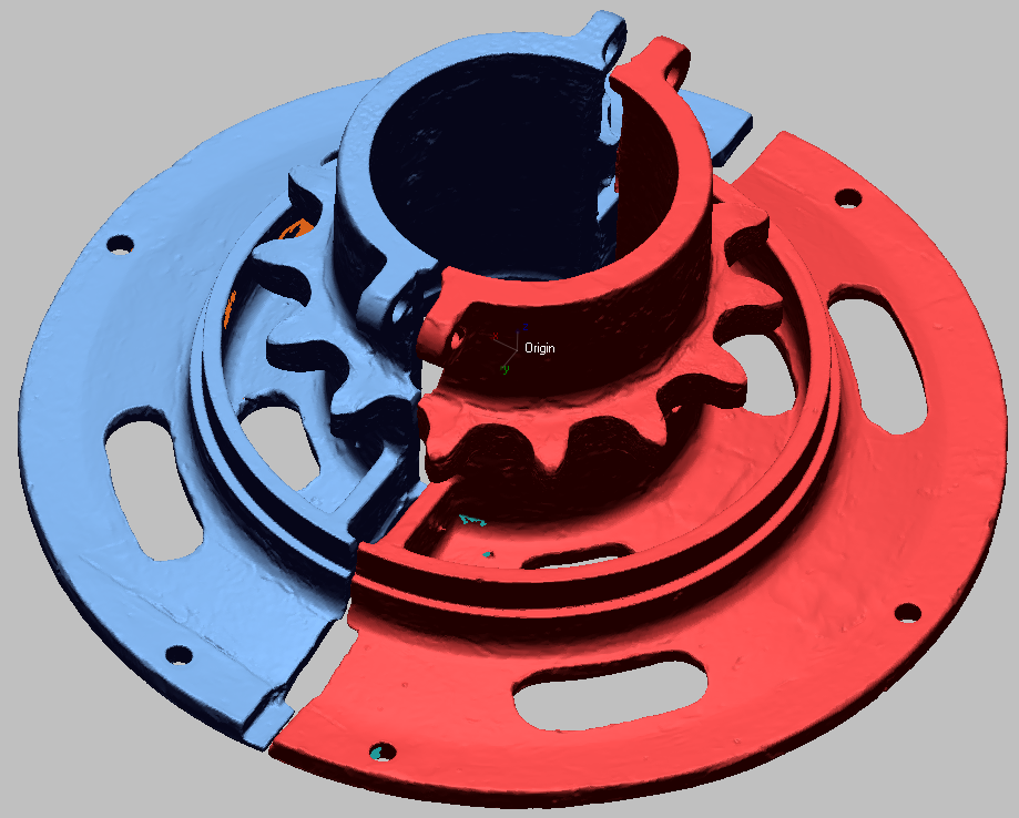 Polygon models of both halves of Sprocket Lagging aligned by V3D Technologies