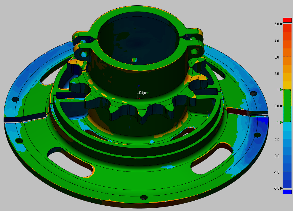 Deviation between CAD Model and Polygon Model of Sprocket Lagging (shown on CAD Model, in mm) done by V3D Technologies.